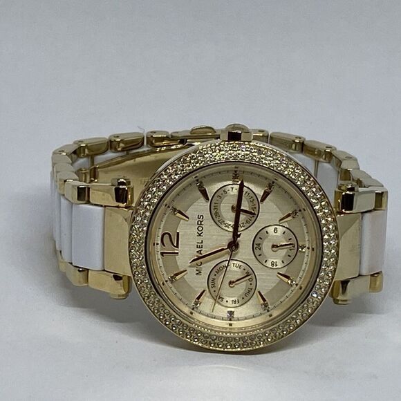 Michael Kors MK6374 Women's Stainless Steel Analog Gold Dial Quartz Watch WO684 - Picture 7 of 12